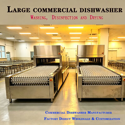 9-meter-long commercial dishwasher for central kitchens, suitable for tableware cleaning in group catering and tableware distribution companies