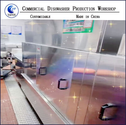 Large Conveyor Flight-Type Dishwasher, 304 Stainless Steel, Continuous Automatic Washing Line for Plates and Bowls Used in Factory Central Kitchens