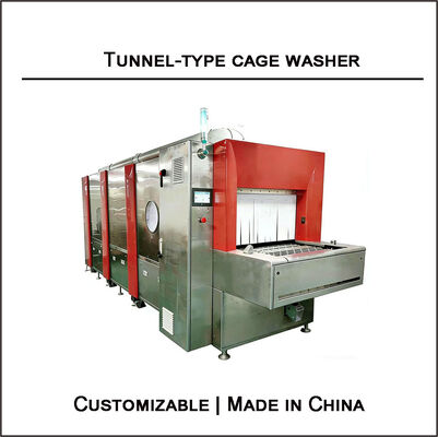 Tunnel-type cage washer for animal laboratory supporting equipment