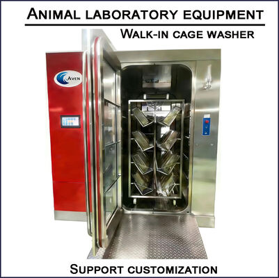 The walk-in cage washer features a large cabinet volume, suitable for centralized cleaning of large batches of cage boxes.