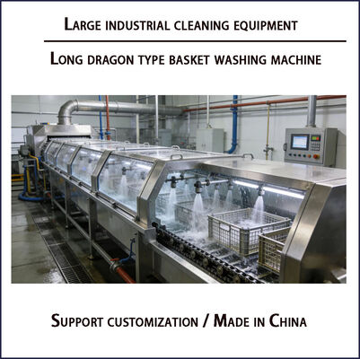 Industrial Tunnel Type Batch Basket Washing Machine Automated Cleaning Turnover