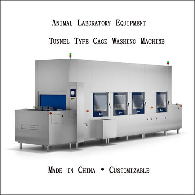 Laboratory Fully Automatic Tunnel Type Cage Washer Machine 304 Stainless Steel Construction