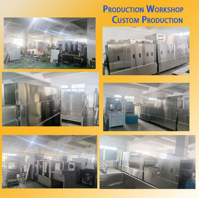 Large commercial dishwashers, flat-laying, recessed, long-dragon type dishwashers, large canteen tableware cleaning