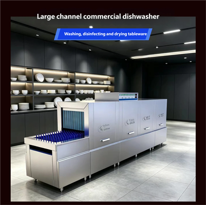 Intelligent Long Dragon Commercial Dishwasher Full-Automatic Production Line Touch Control Operation School Factory Canteen Large Capacity Washer