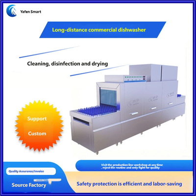 Intelligent Long Dragon Commercial Dishwasher Full-Automatic Production Line Touch Control Operation School Factory Canteen Large Capacity Washer