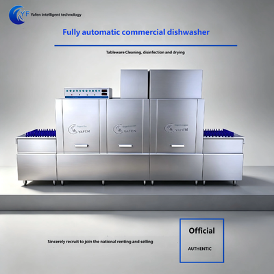 Fully Automatic High-Temperature Dishwasher with Two Washing Cycles, Two Rinsing Cycles and One Drying Cycle, Integrated Commercial Washing and Drying Machine for Hotel Kitchens