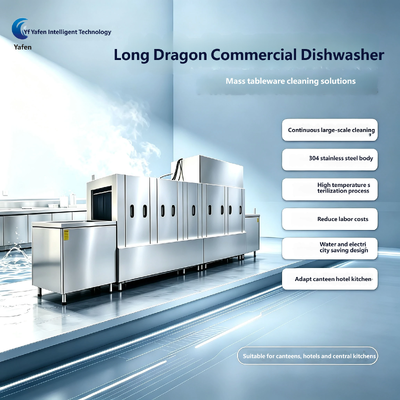 Long‑line Commercial Dishwasher, High‑Temperature Disinfection Conveyor‑type Fully Automatic Dishwasher, Large‑capacity Energy‑saving Cleaning Equipment for Hotels, Canteens and Central Kitchens