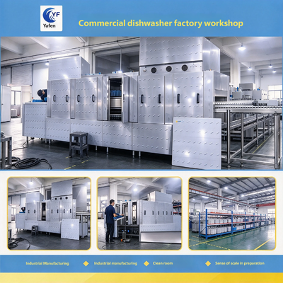 Fully automatic long dragon-style commercial dishwasher, large enterprise factory canteen plate washer, high-temperature disinfection with customizable options
